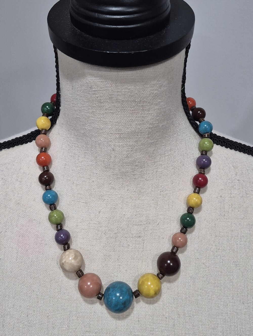 Vintage Jawbreaker Style Beads Multi Color Necklace